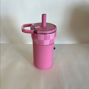 BrüMate Pink Checkered Tumbler with Straw